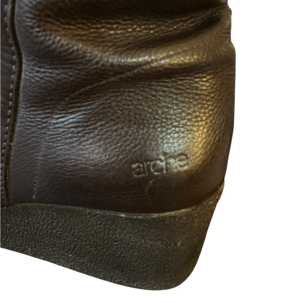 Arche Brown Suede & Leather Wedge Ankle Boots Zipper Closure - Picture 4 of 10